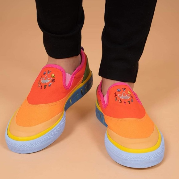 Adidas Nizza Love Unites Rainbow Slip On Shoes - Picture 1 of 12